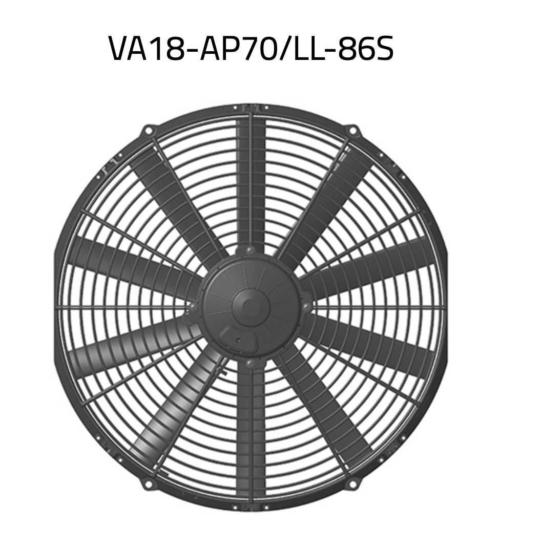 Вентилятор толкающий (перед радиатором) 16" (385mm) 3540 м3/ч SPAL VA18-AP70/LL-86S