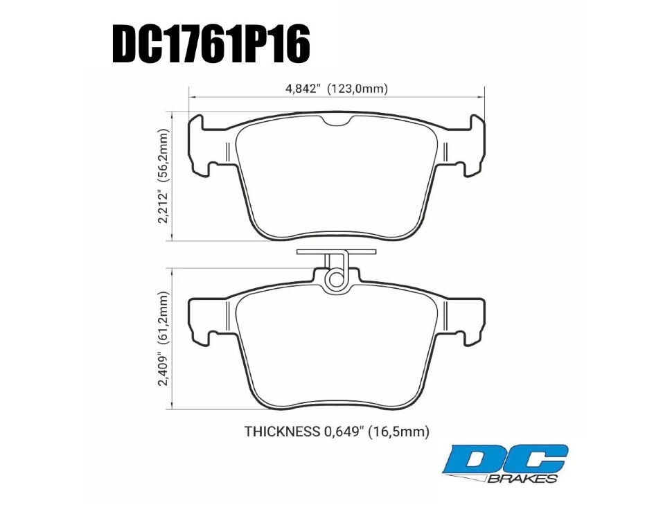Колодки тормозные DC1761P16 DC brakes Street STR.S+, задние A3 8V; TT 8S; GOLF 7; PASSAT 3G;