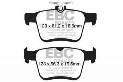 Колодки тормозные DP42153R EBC Yellowstuff; DC1761 задние A3 8V; TT 8S; GOLF 7; PASSAT; 272/300мм