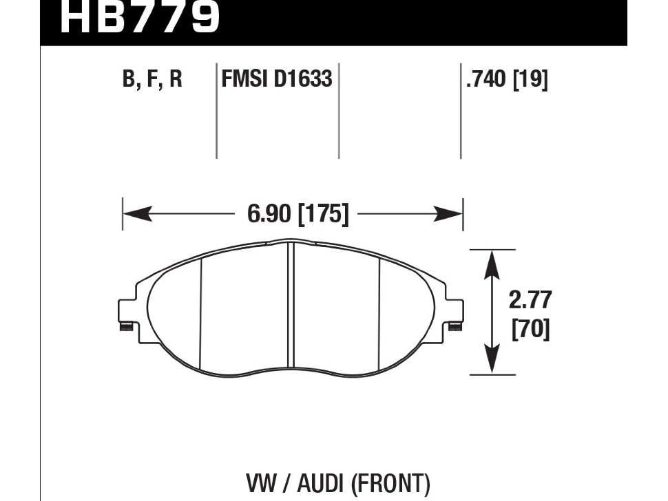 Колодки тормозные HB779F.740 HAWK HPS перед VW GOLF VII; Tiguan; A3 8V; Skoda Octavia, Kodiaq